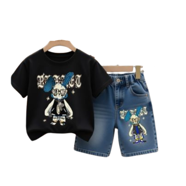 Kids' Urban Streetwear 2-Piece Set Matching Denim Shorts (1yrs -6yrs)