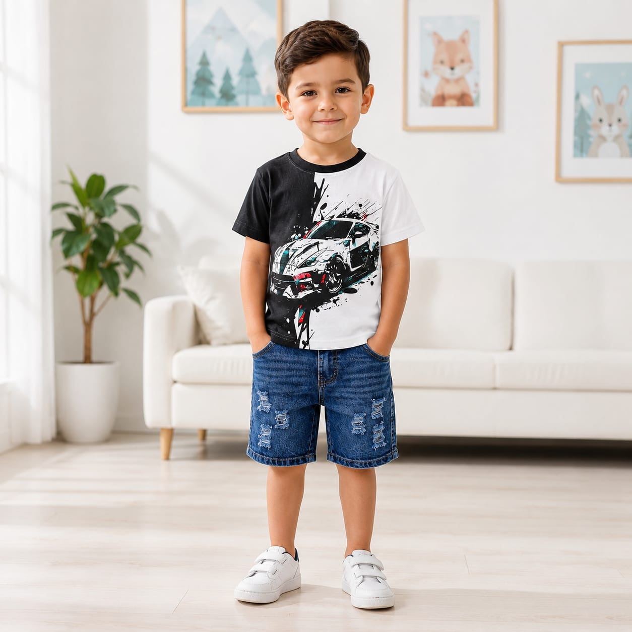 Baby & Kids Printed T-shirt & Jeans Pant set (1yrs-7yrs)