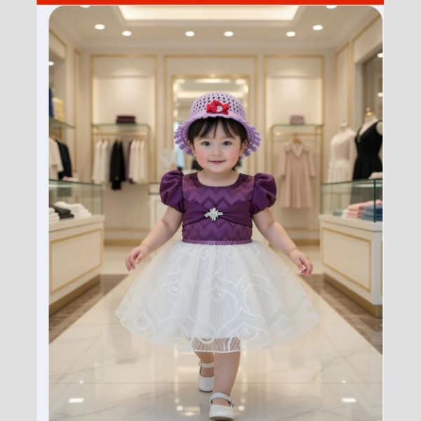 Baby Grils Party Dress with cap (1yrs-4yrs)