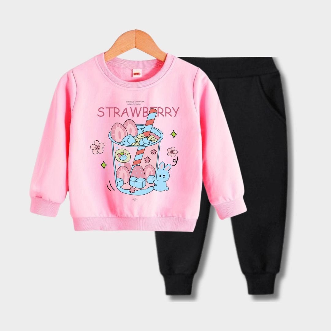 Pink Strawberry Kids Winter Dress Set 🍓(1yrs-7yrs)