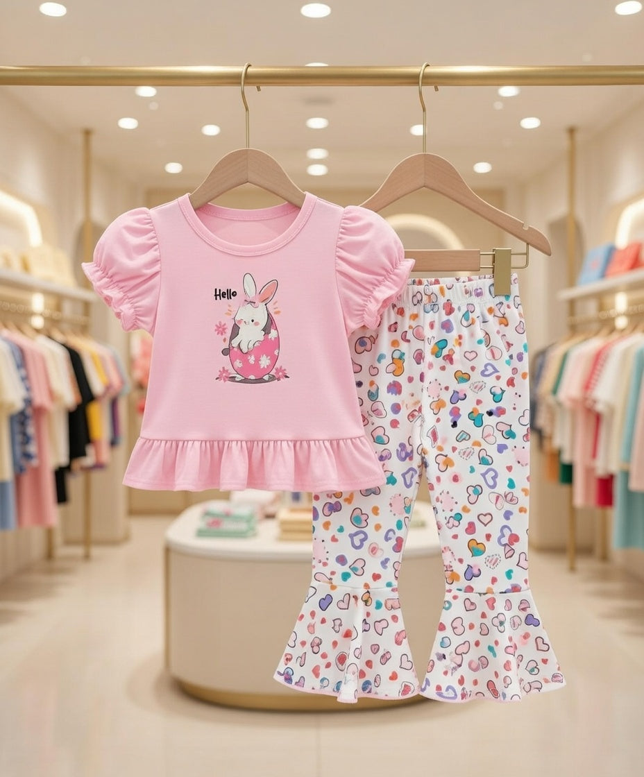 Kids' Cute Blue Bunny Pajama Set (2yrs-12yrs)