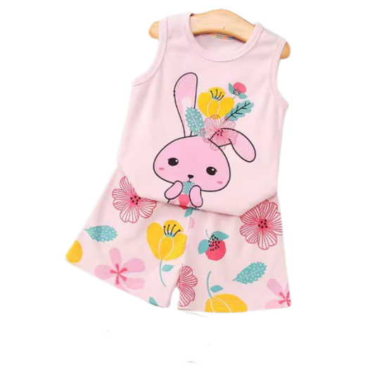 Baby & Kids 2pcs Cute Bunny Printed T-shirt Set (3mths-7yrs)