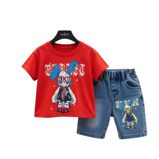 Kids' Urban Streetwear 2-Piece Set Matching Denim Shorts (1yrs -6yrs)