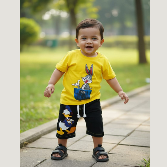 Baby & Kids 2pcs  Printed T-shirt & Jens Pant (1yrs-6yrs)
