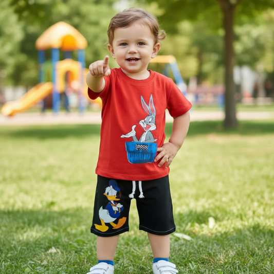 Baby & Kids 2pcs  Printed T-shirt & Jens Pant (1yrs-6yrs)