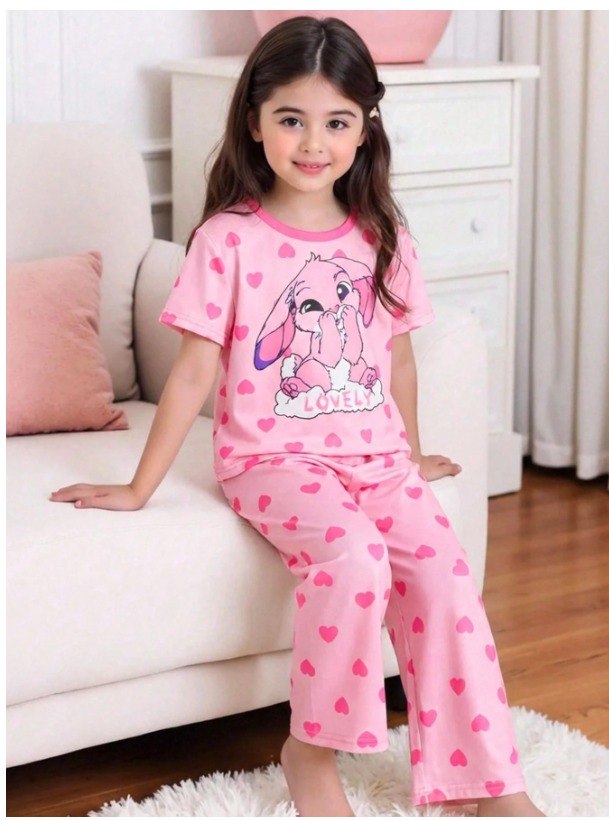 Pink Heart & Bunny Pajama Set! (2yrs-12yrs)