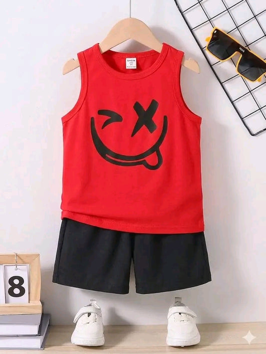 Baby & Kids  Printed Sleeveless T-shirt & Pant Set(3mths-6yrs)