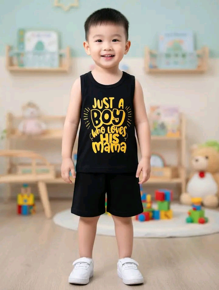 Baby & Kids  Printed Sleeveless T-shirt & Pant Set(3mths-6yrs)