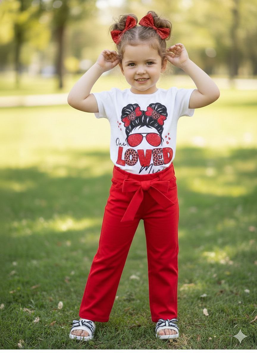 Girls “Loved Mini” Stylish Top & Pant Set (2yrs-12yrs)