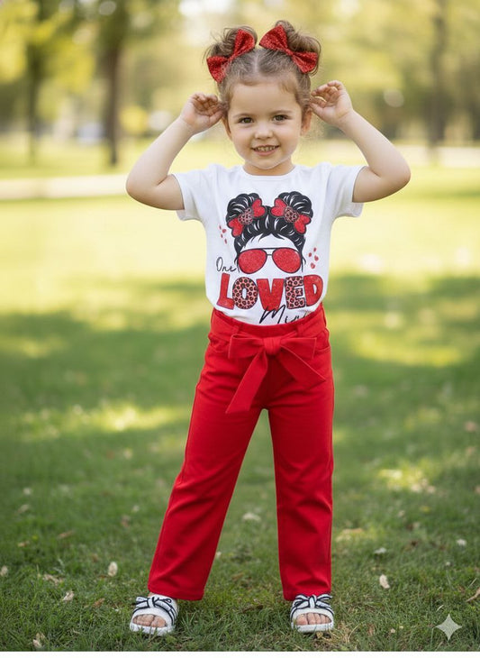 Girls “Loved Mini” Stylish Top & Pant Set (2yrs-12yrs)