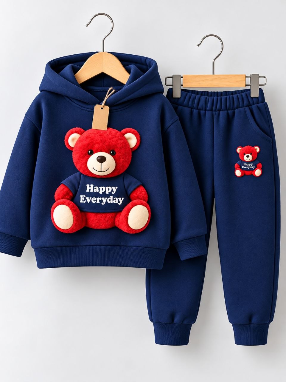 🧸 Cute Teddy Bear Winter Hoodie & Jogger Set (3M-12yrs)