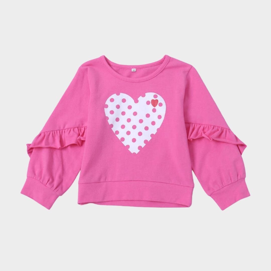Pink Heart Printed Girls Winter Sweatshirt (1yrs-7yrs)