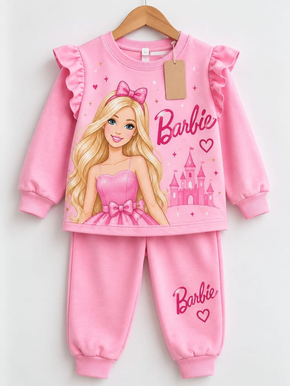 Pink Barbie Girls Winter Dress Set –(1yrs -12yrs)