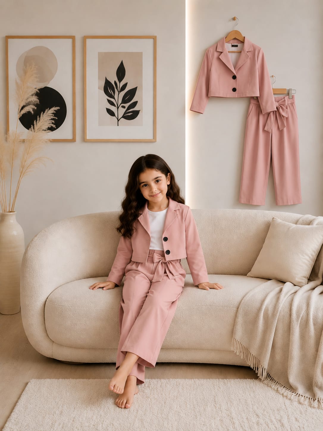 Girls Premium Short Sleeve Blazer & Wide Leg Pants Co-Ord Set (2yrs-12yrs)