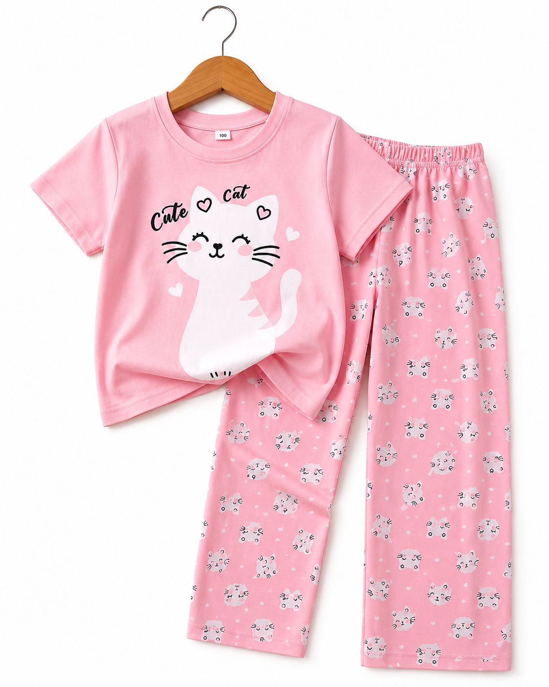 💖 Cute Cat Girls Night Suit Set (2yrs -12yrs)