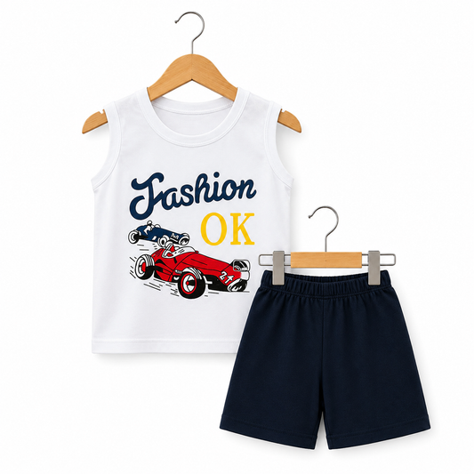 Racing Print Kids’ Outfit Set (3mths-6yrs)