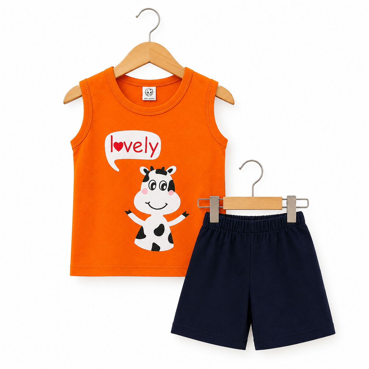 Orange Cow Tank and Black Shorts(3mths-6yrs)