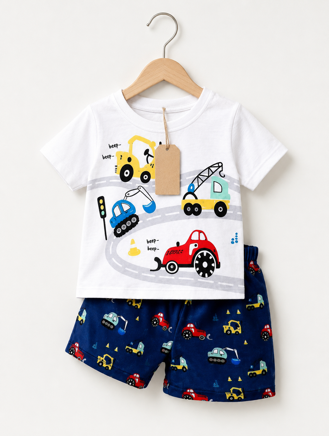 Boys Vehicle Print T-Shirt & Shorts Set(3mths-6yrs)