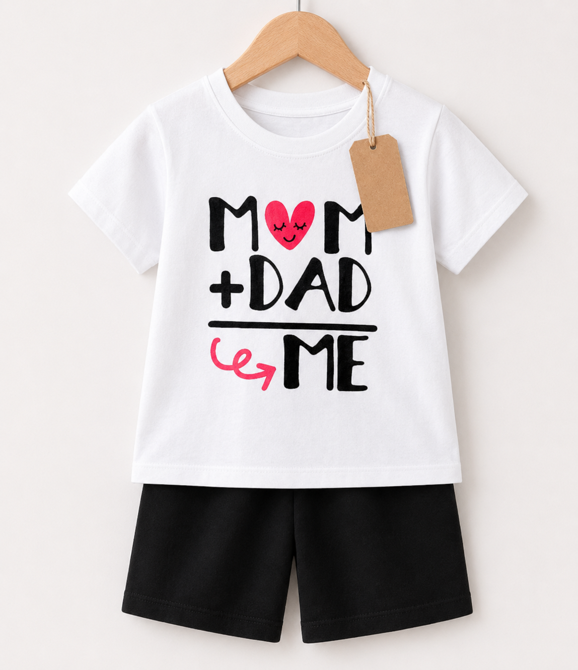 Mom + Dad Love White T-Shirt & Black 2pcs  Printed T-shirt Set (3mths-6yrs)