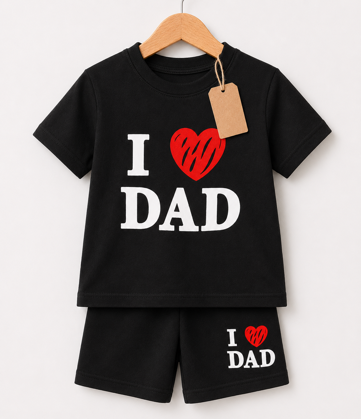 I Love Dad Black 2pcs  Printed T-shirt Set (3mths-6yrs)