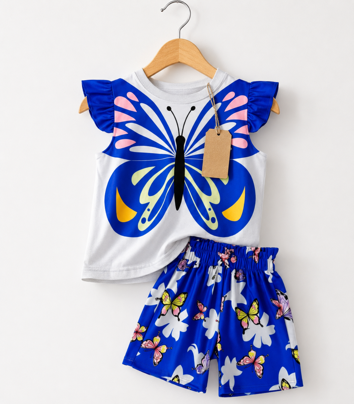 Butterfly Print Ruffle Top & Shorts Set (3mths-6yrs)