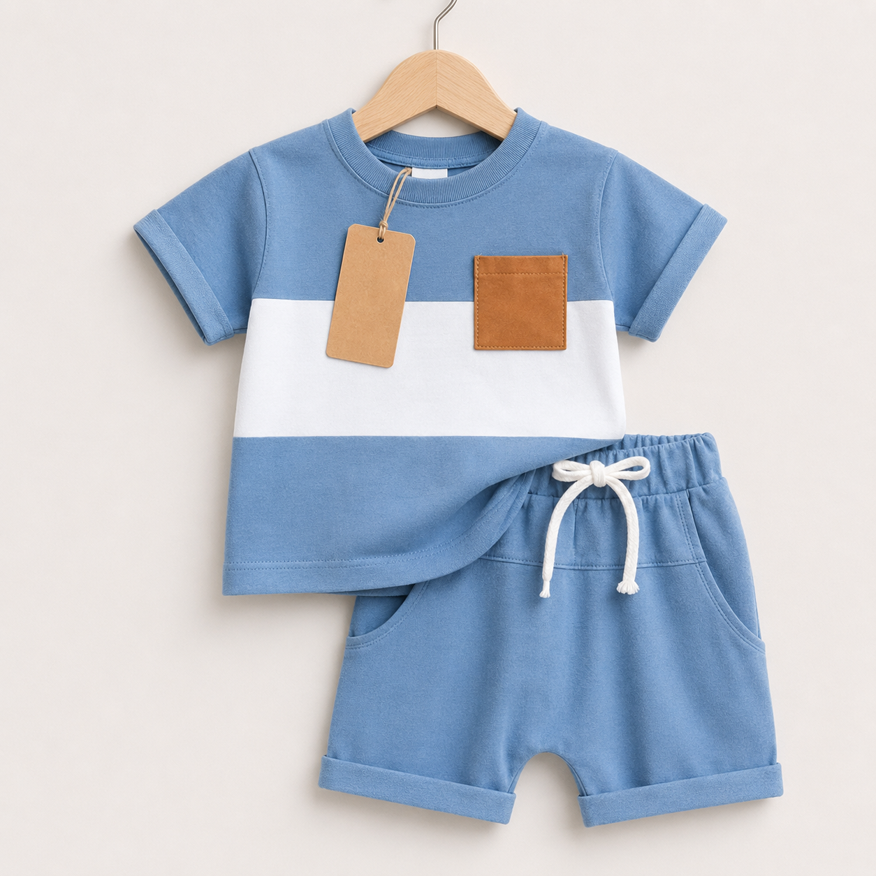 Boys Premium Cotton T-Shirt & Shorts Set - Blue (3mths-6yrs)