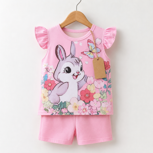 Bunny Floral T-Shirt & Shorts Set(3mths-6yrs)