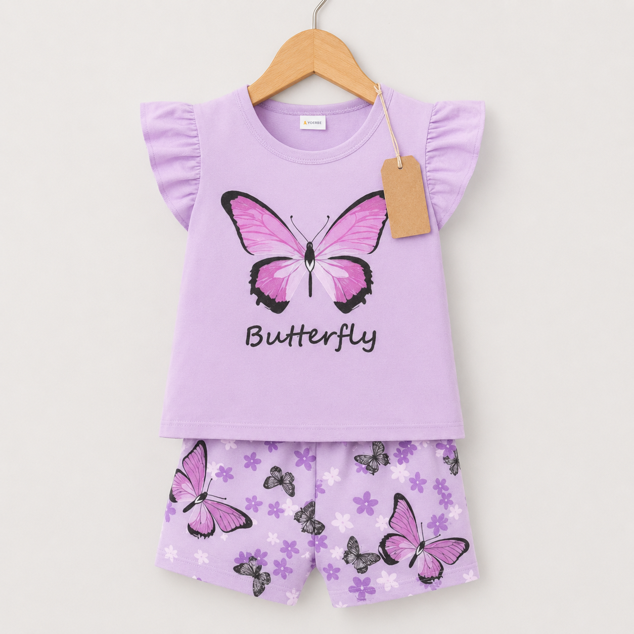 Lavender Butterfly T-Shirt &amp; Shorts Set (3mths-6yrs)