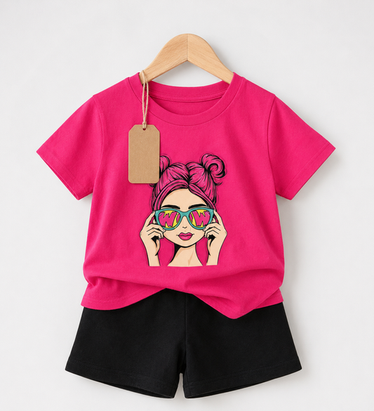 Hot Pink Sunglasses Girl Set  (3mths-6yrs)