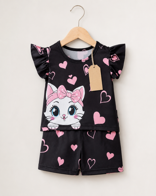 Black Cat Heart Set  (3mths 6yrs)