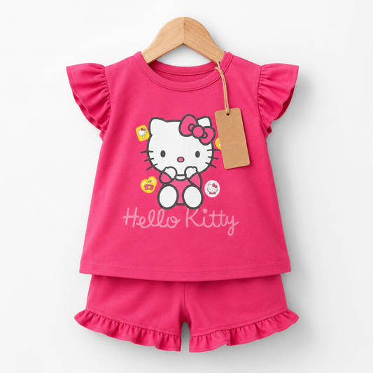 Hello Kitty Pink Ruffle T-Shirt &Shorts Set(3M-7yrs)