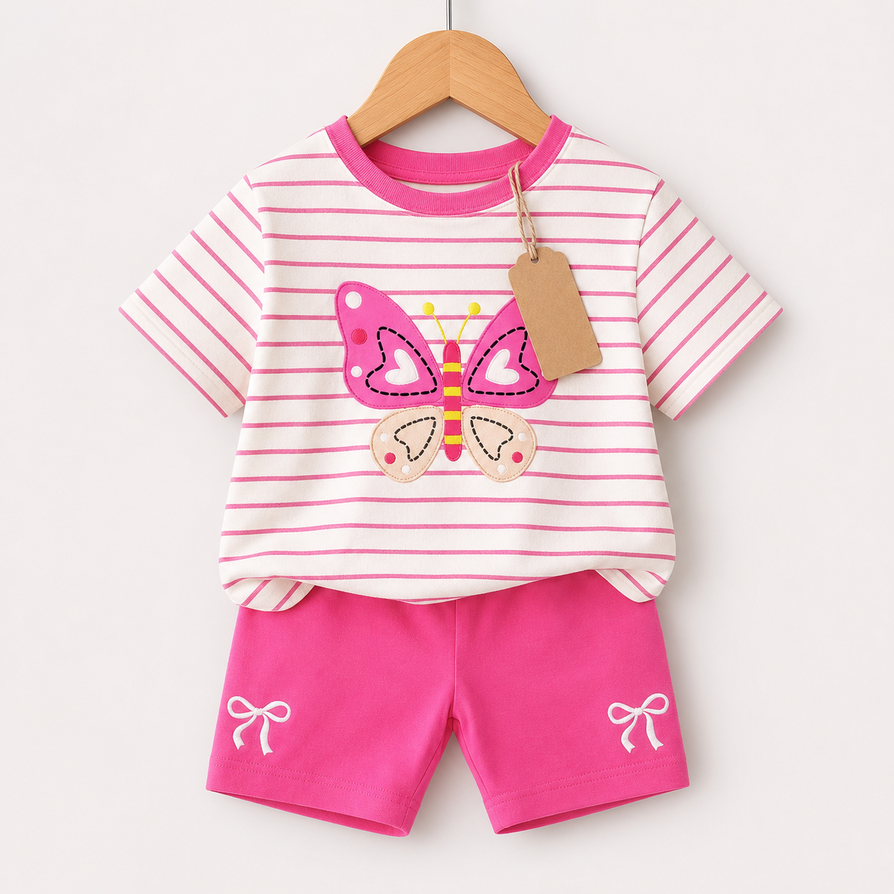 Butterfly Pink Stripe Girls Set (3mths-7yrs)