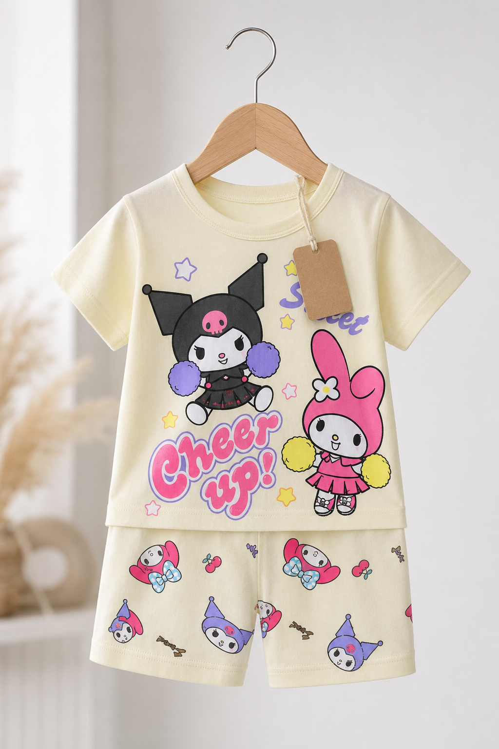 Cheer Up Cream Kids T-Shirt & Shorts Set(3mths-7yrs)