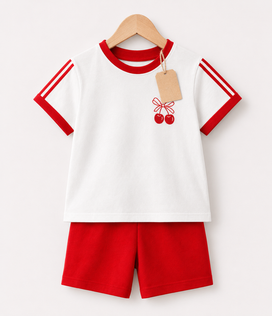White Cherry T-Shirt & Red Shorts (3M-7yrs)