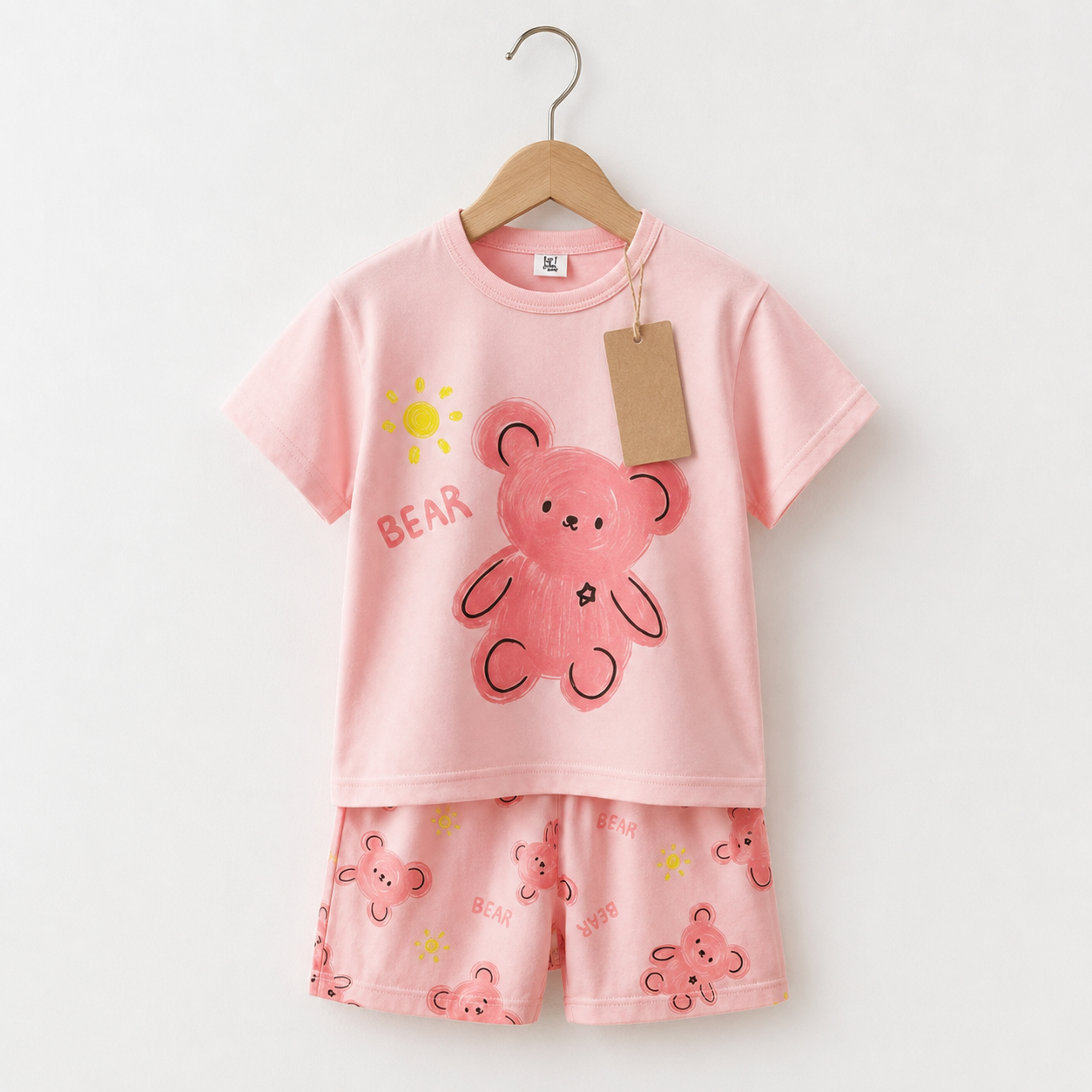 Pink Bear Print Girls Summer Set (3mths-6yrs)