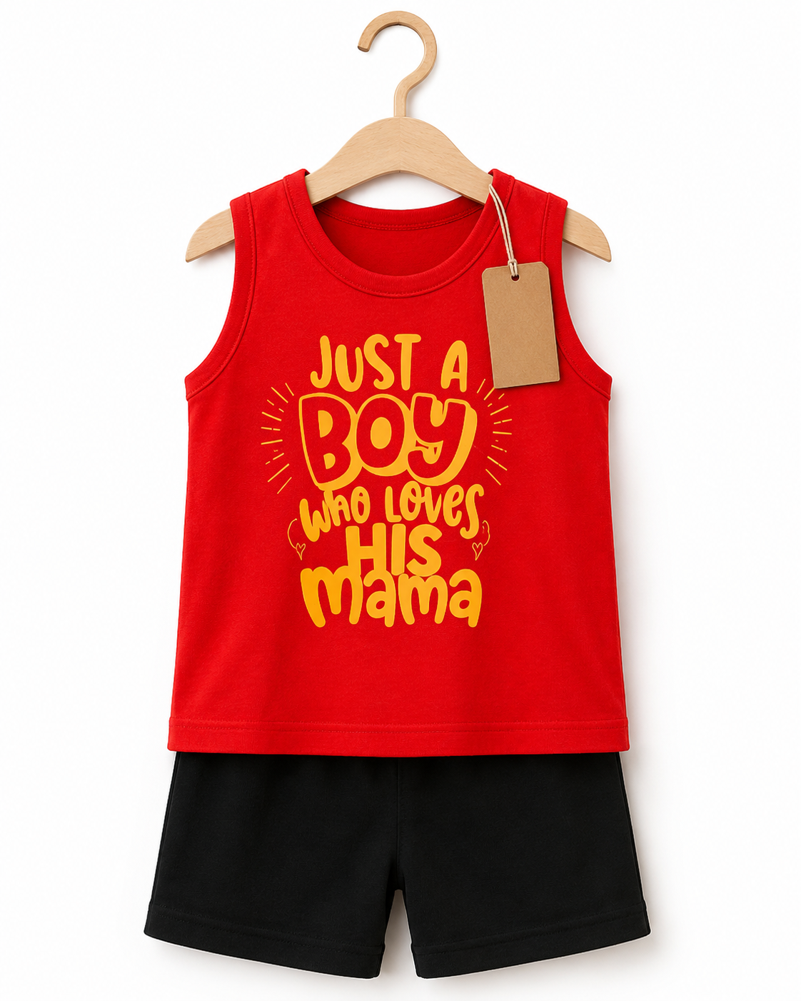 Kids Red Sleeveless Top &amp; Black Shorts Set(3mths-6yrs)