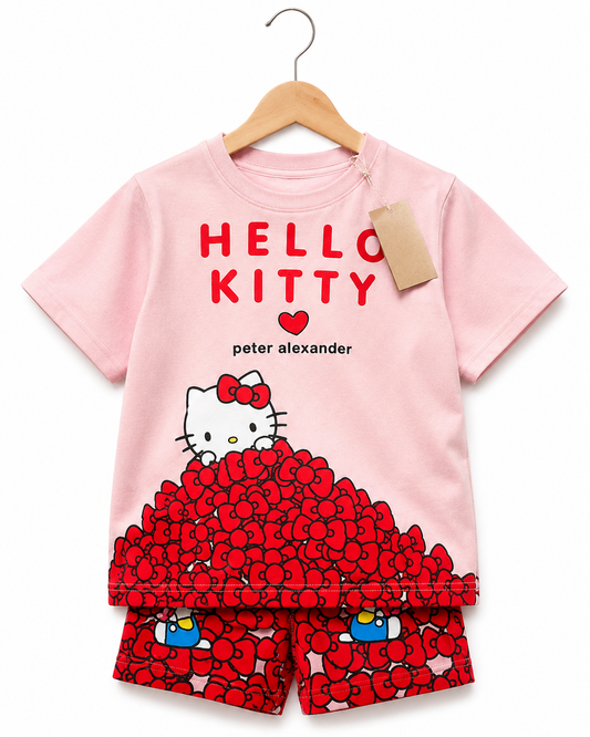 Kids Pink Kitty T-Shirt & Printed Shorts Set (3mths-6yrs)