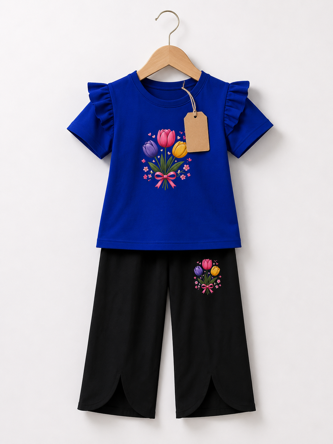 🌷 Girls Tulip Printed T-Shirt & Pant Set (3m-12yrs)