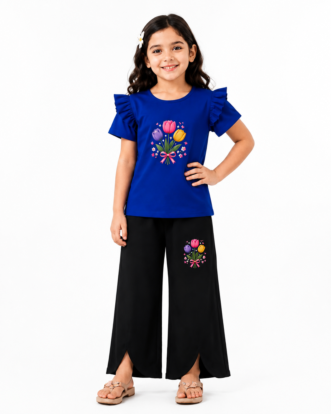 🌷 Girls Tulip Printed T-Shirt & Pant Set (3m-12yrs)