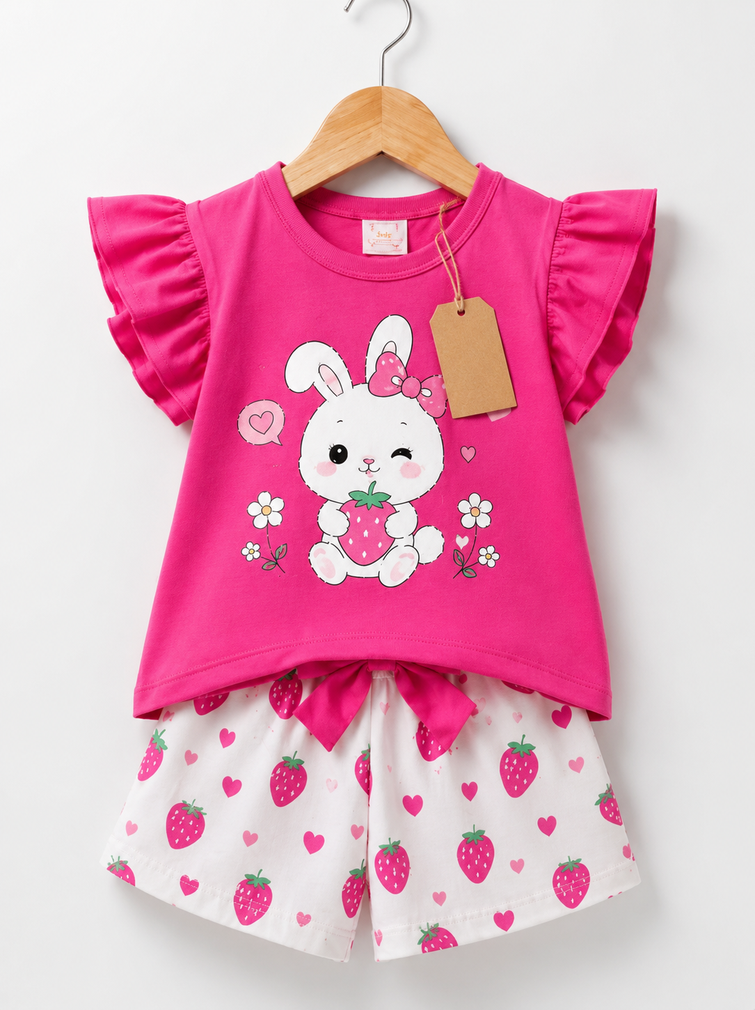 Pink Bunny Strawberry Outfit(3mths-6yrs)