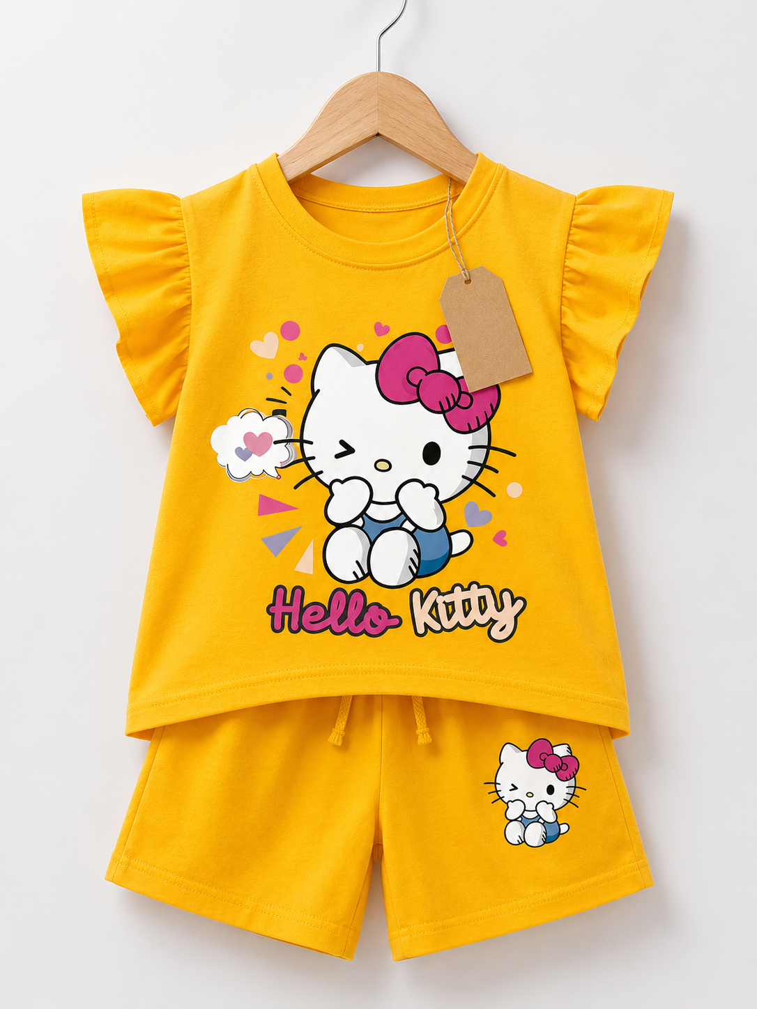 Kids’ Hello Kitty Yellow T-Shirt &  Shorts Set (3mths-6yrs)