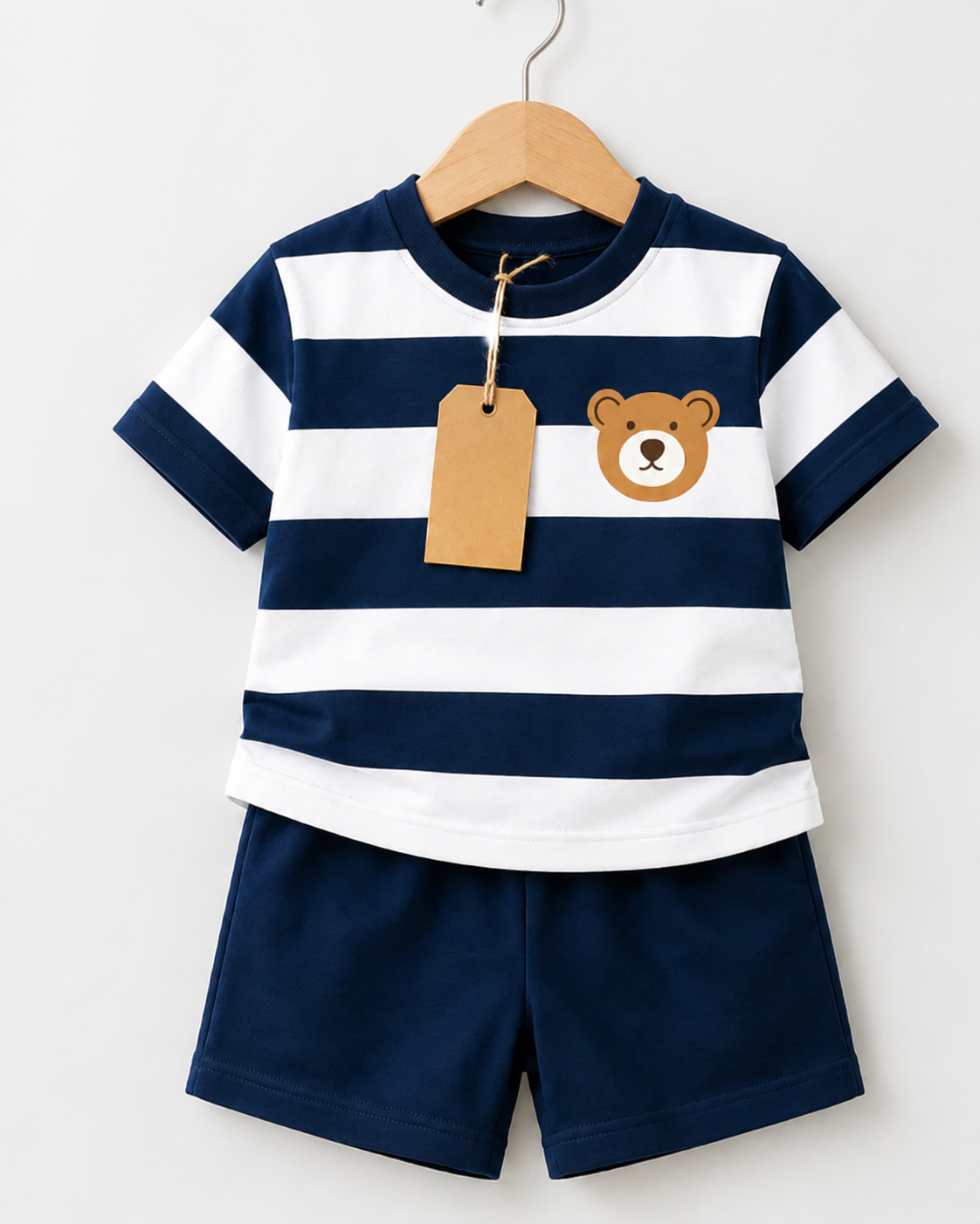 Boys Bear Stripe T-Shirt & Shorts Set  (3mths-7yrs)