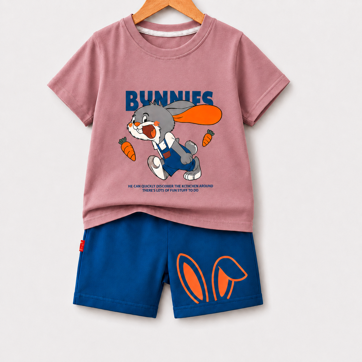 Kids Bunny Print Cotton T-Shirt & Shorts Set (3mths-6yrs)