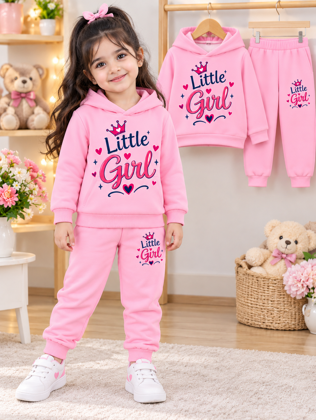 Pink Little Girl Winter Hoddie & Joggers – SL BABY DRESS(1-12yrs)