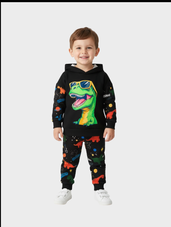 Baby & Kids Winter Printed Joggers & Hoddie Set (3M-8yrs)
