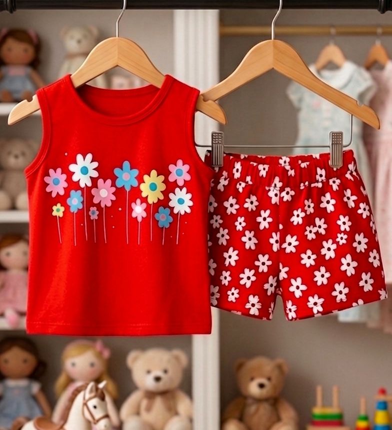 Baby & Kids  Printed Sleeveless T-shirt & Pant Set(3mths-6yrs)