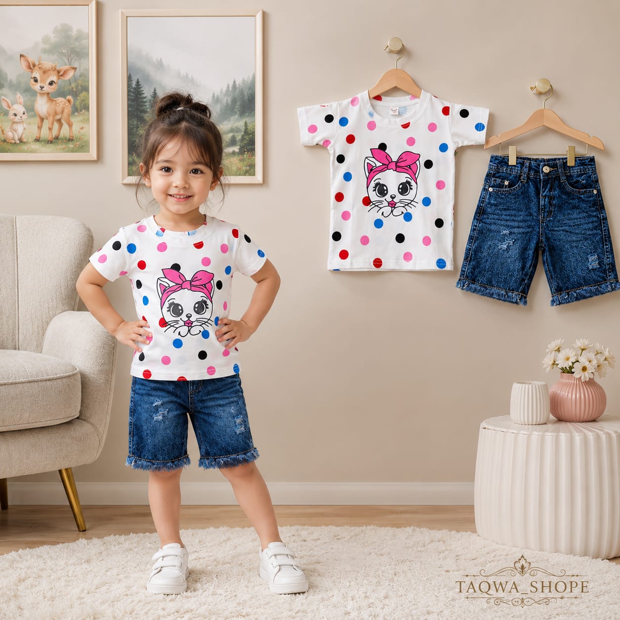 Baby & Kids  Printed T-shirt & Jeans Pant set (1yrs-7yrs)