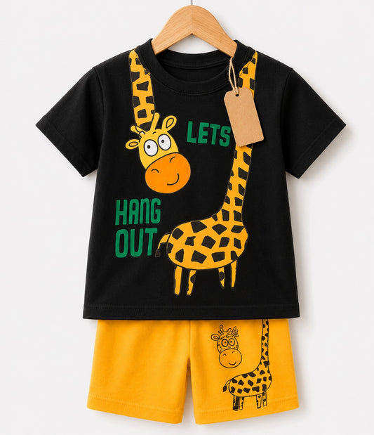 Giraffe Black T-Shirt & Yellow Shorts Set (3mths-6yrs)