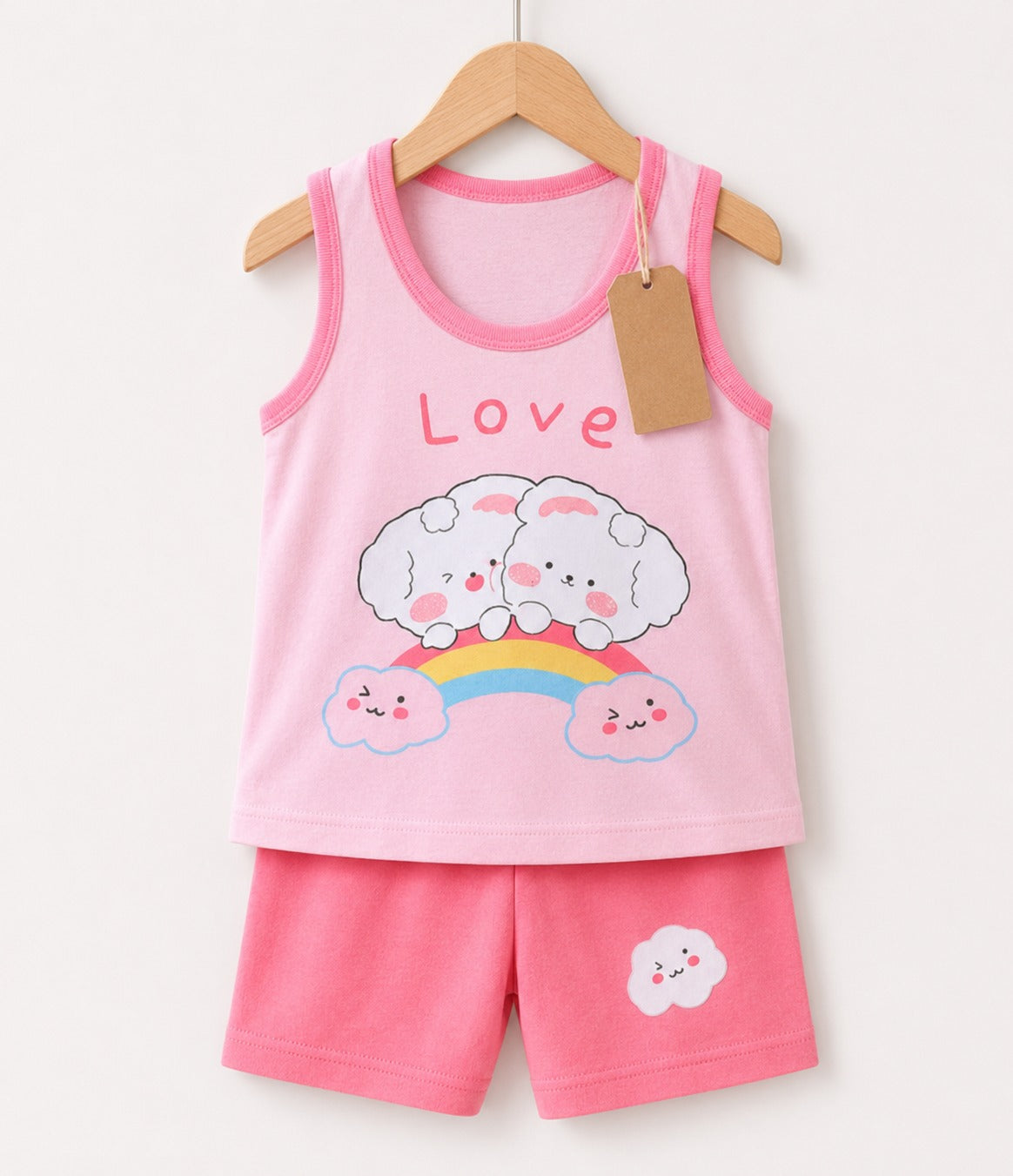 Pink Love Sleeveless Shorts Set (3mths 7yrs)