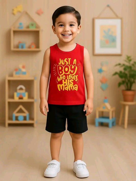 Baby & Kids  Printed Sleeveless T-shirt & Pant Set(3mths-6yrs)